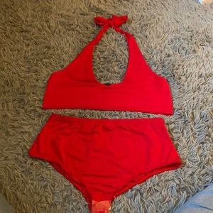 Pretty Little Thing Red High Waisted Bikini